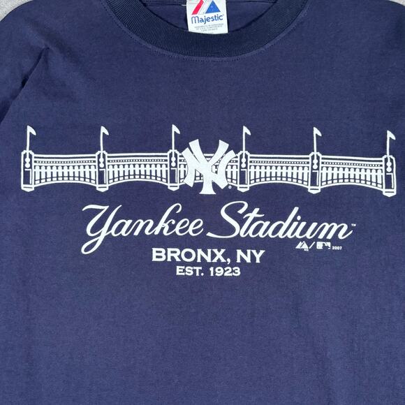 Majestic New York Yankees Yankee Stadium Navy Long Sleeve Shirt Small - Picture 2 of 6